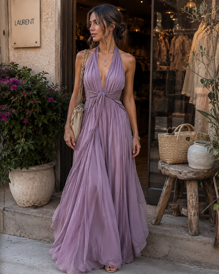 Rahel | Damen Sommer Fließendes Maxikleid