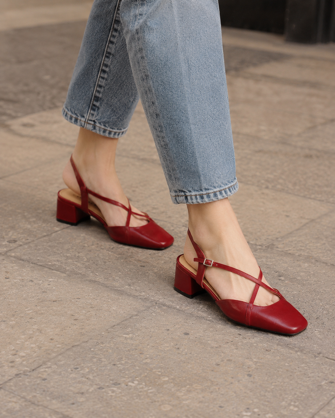 Jasmin | Damen Vintage Schuhe Mit Niedrigem Blockabsatz