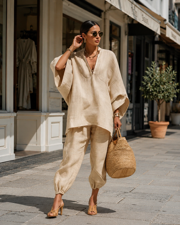Céline | Damen Komfort Maxi Zweiteiler Set