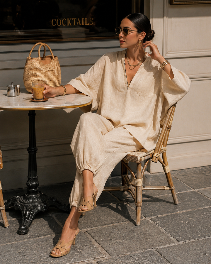 Céline | Damen Komfort Maxi Zweiteiler Set