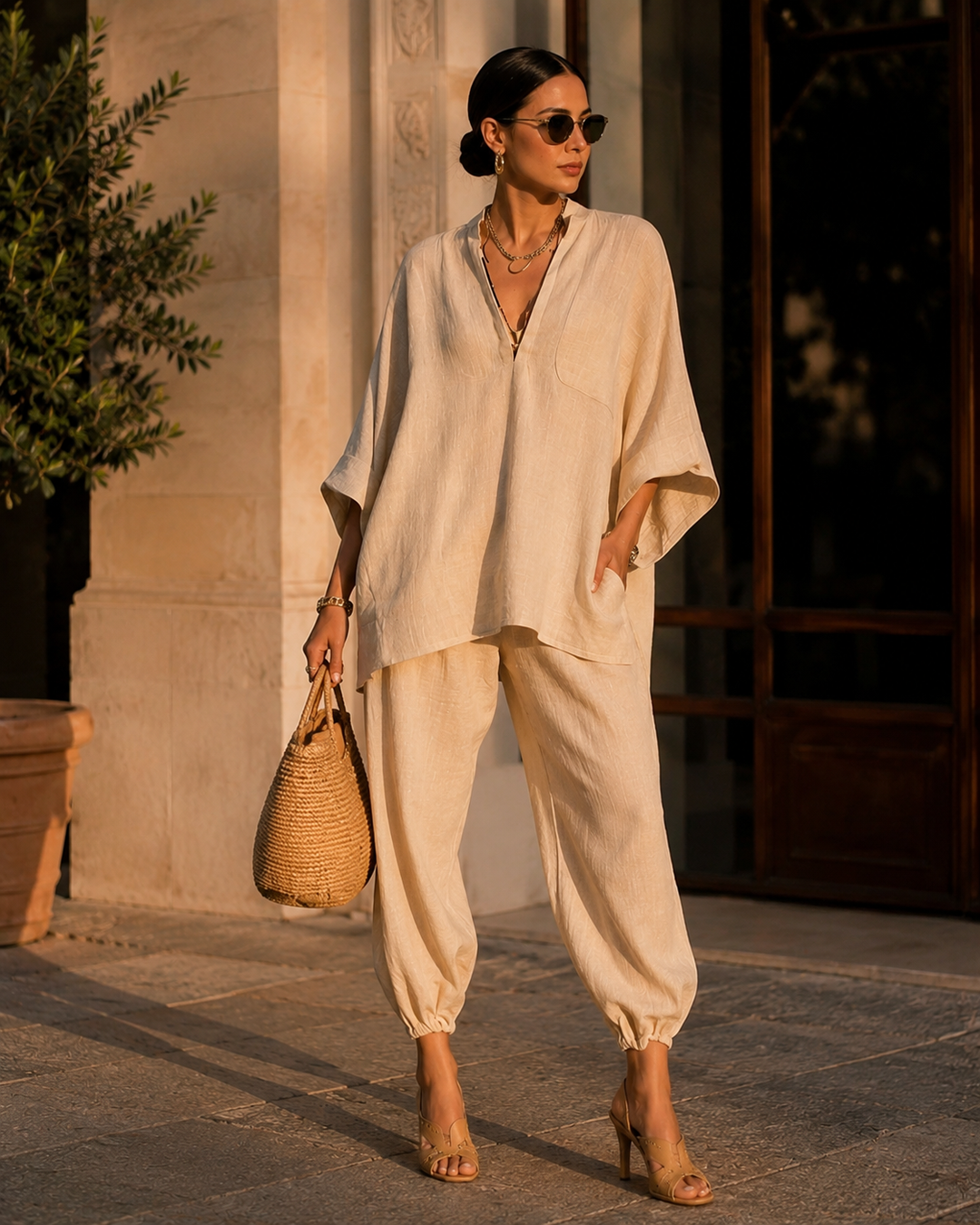 Céline | Damen Komfort Maxi Zweiteiler Set