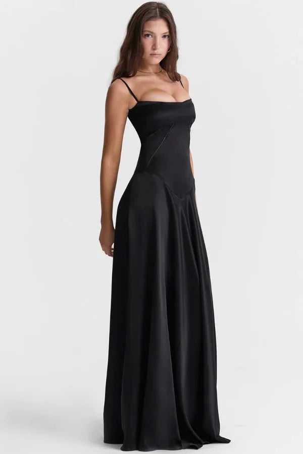 Sadie | Damen Elegantes Satin Hochzeitsgäst Maxikleid
