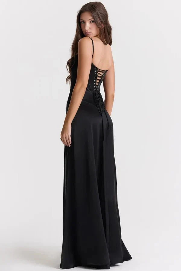 Sadie | Damen Elegantes Satin Hochzeitsgäst Maxikleid