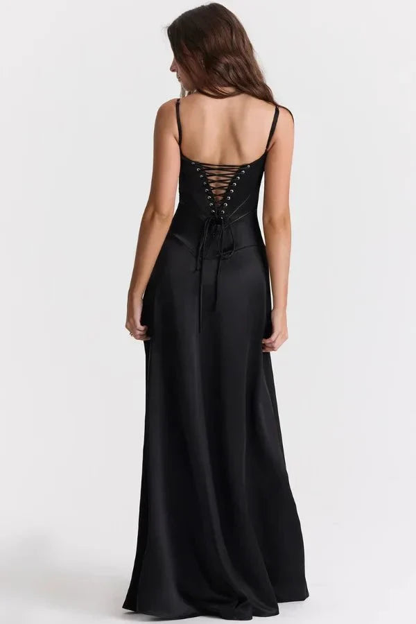 Sadie | Damen Elegantes Satin Hochzeitsgäst Maxikleid