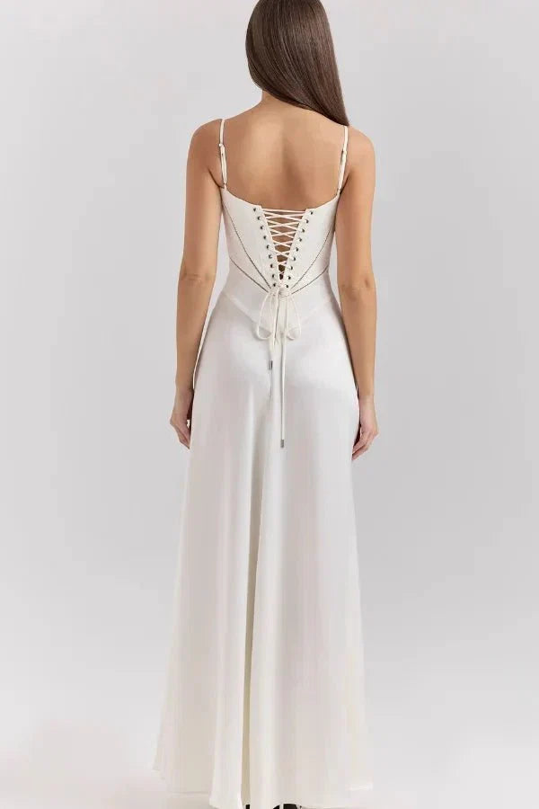 Sadie | Damen Elegantes Satin Hochzeitsgäst Maxikleid