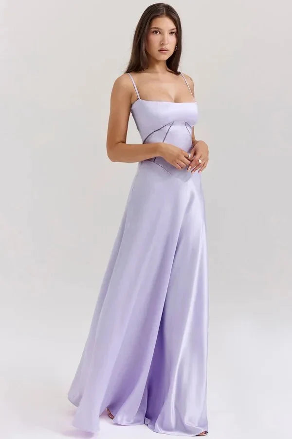 Sadie | Damen Elegantes Satin Hochzeitsgäst Maxikleid