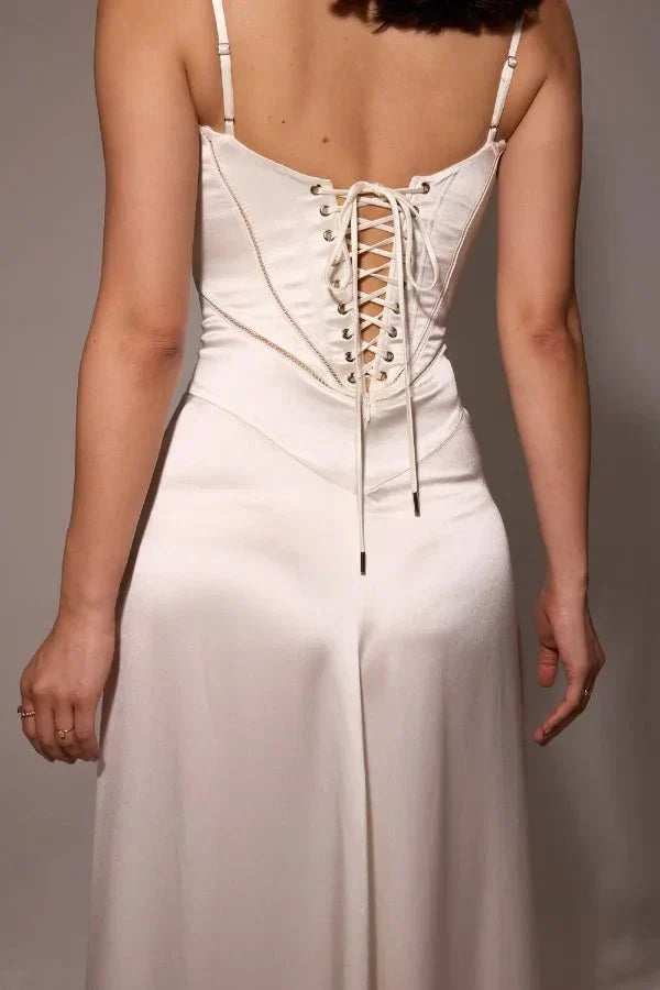 Sadie | Damen Elegantes Satin Hochzeitsgäst Maxikleid