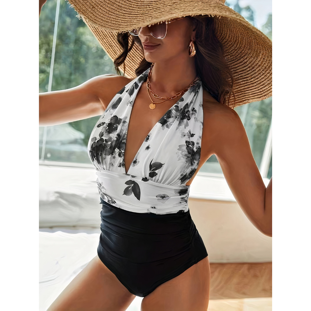 Violetta | Damen Eleganter Badeanzug Mit Halter Neck
