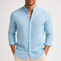 Stefan | Herren Casual Leinenhemd mit Stehkragen
