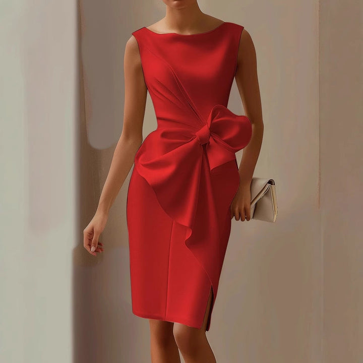 Julia | Damen Elegant Schleifendetail Midikleid