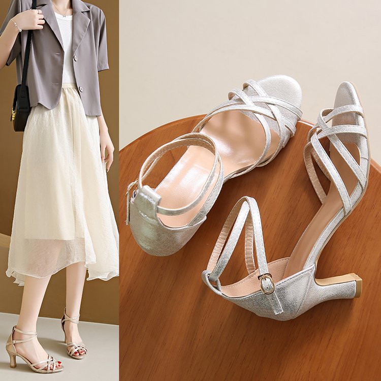 Sara | Damen Elegante Hochzeitsgast Riemchen Sandaletten