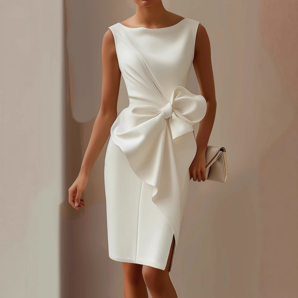 Julia | Damen Elegant Schleifendetail Midikleid