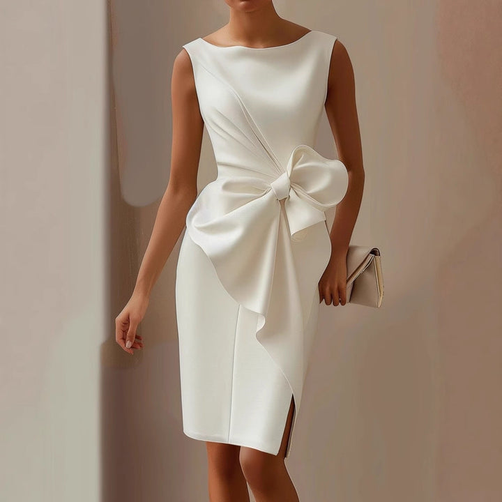 Julia | Damen Elegant Schleifendetail Midikleid