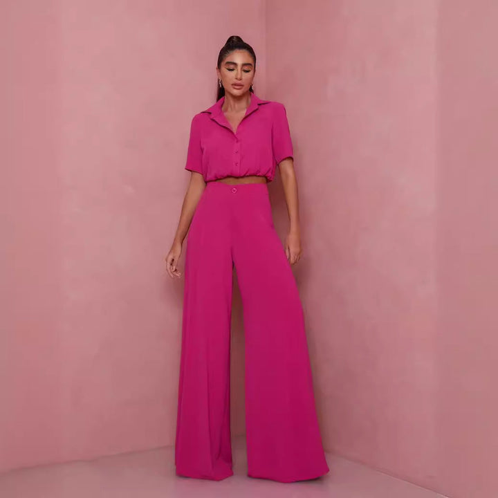 Rosemarie | Damen Blusen-Palazzo-Set mit Kurzarm für den Sommer
