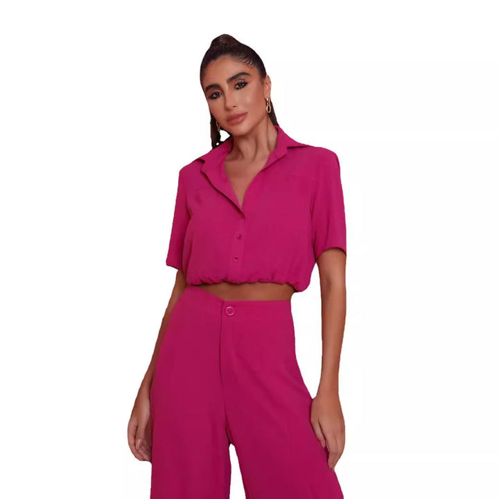 Rosemarie | Damen Blusen-Palazzo-Set mit Kurzarm für den Sommer