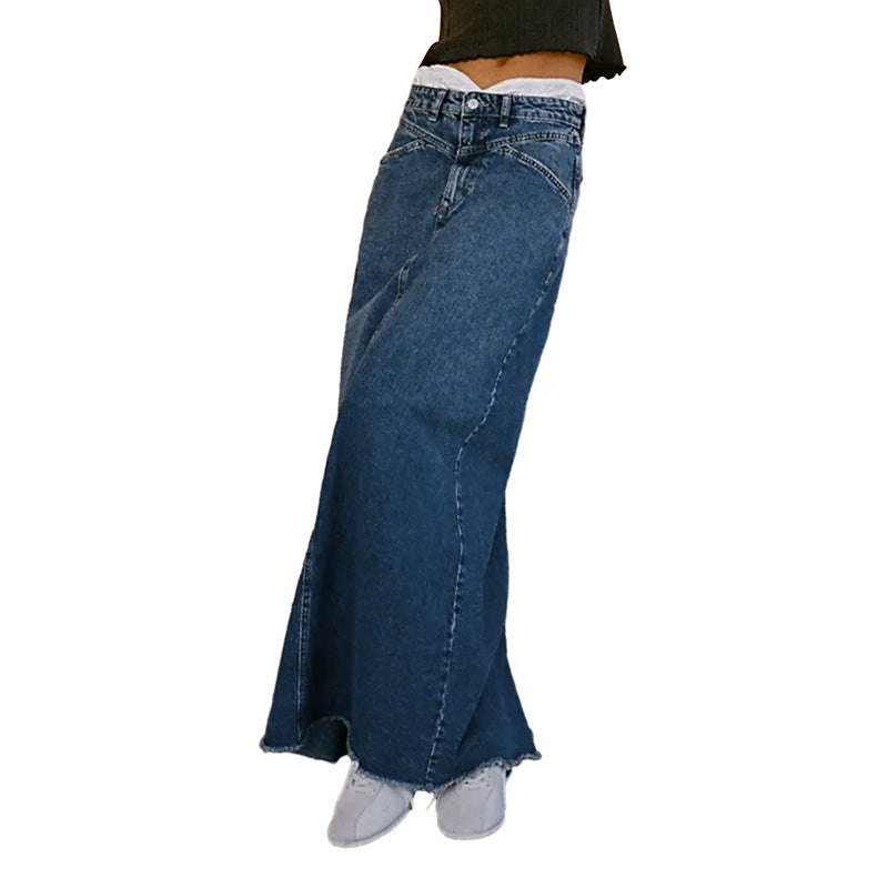 Tavella | Damen Gerade Hohe Taille Jeansrock