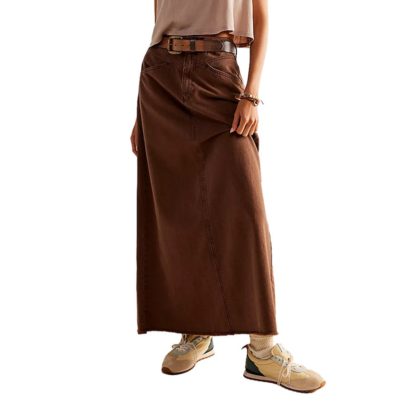 Tavella | Damen Gerade Hohe Taille Jeansrock