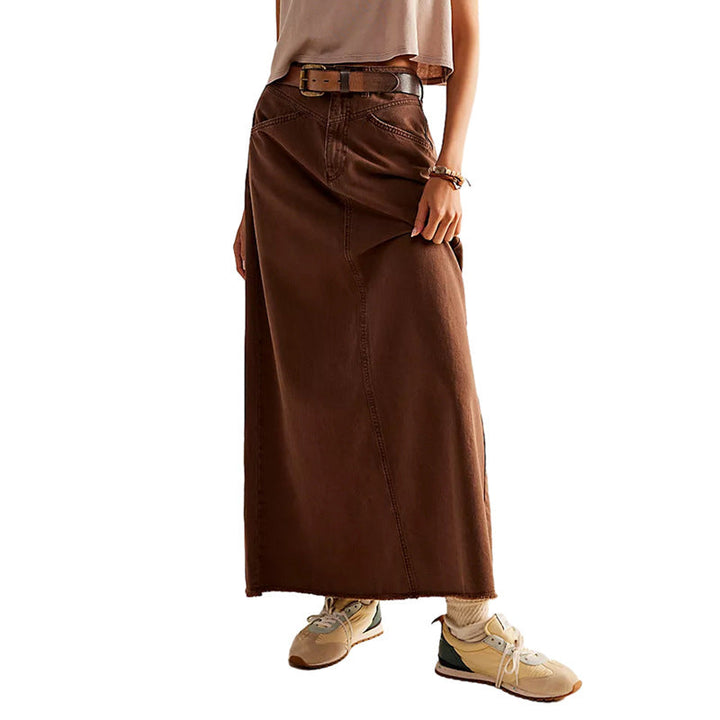 Tavella | Damen Gerade Hohe Taille Jeansrock