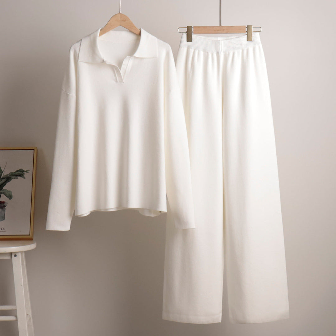 Francesca | Damen Lässiges Zweiteiler Oversized Polo Set mit Weiten Hosen