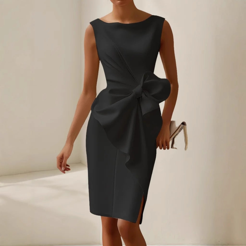 Julia | Damen Elegant Schleifendetail Midikleid