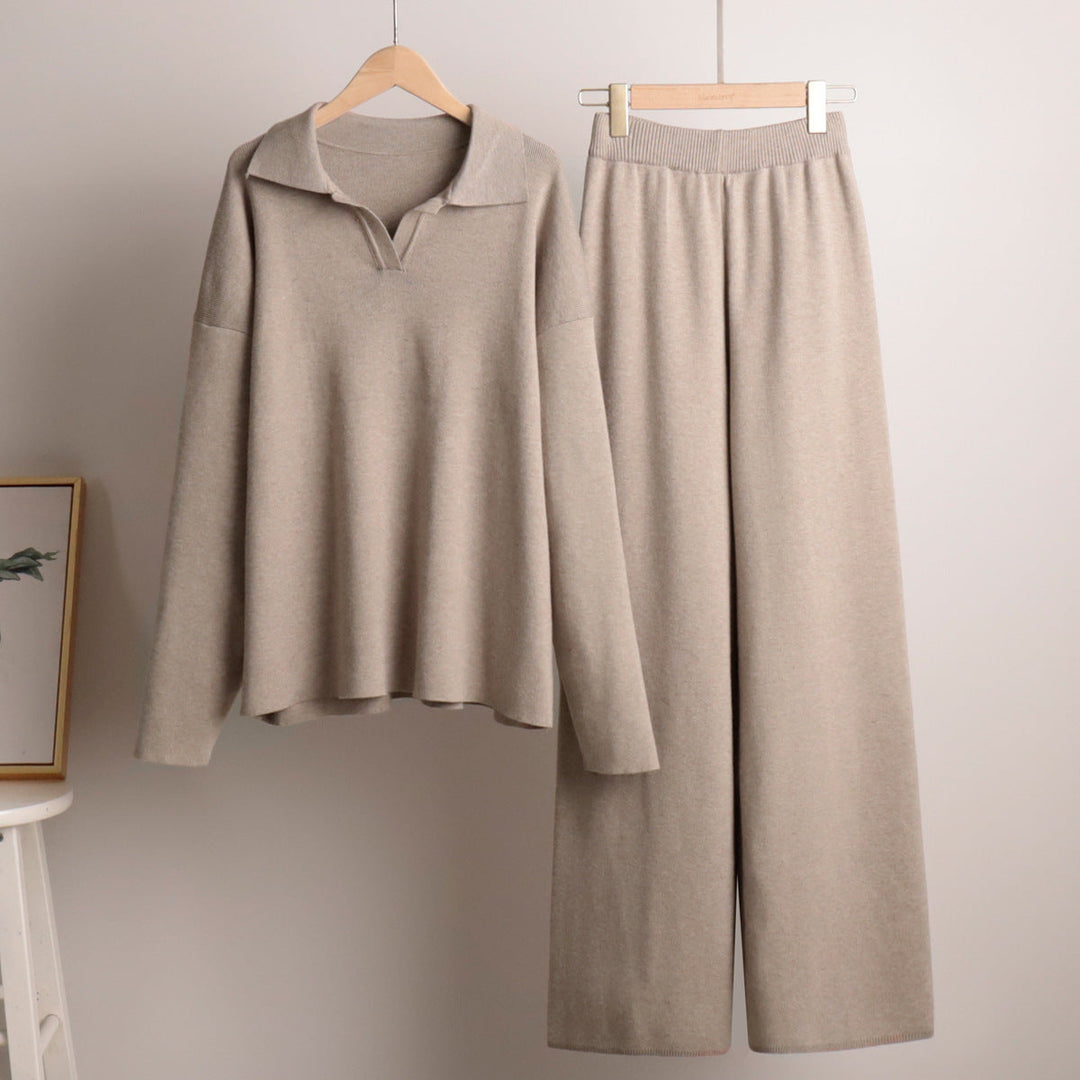 Francesca | Damen Lässiges Zweiteiler Oversized Polo Set mit Weiten Hosen