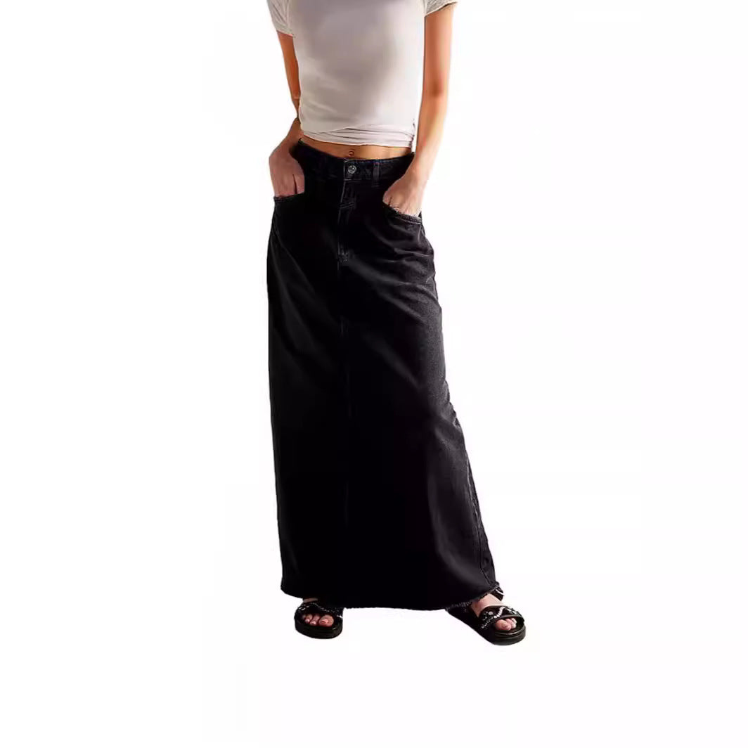 Tavella | Damen Gerade Hohe Taille Jeansrock