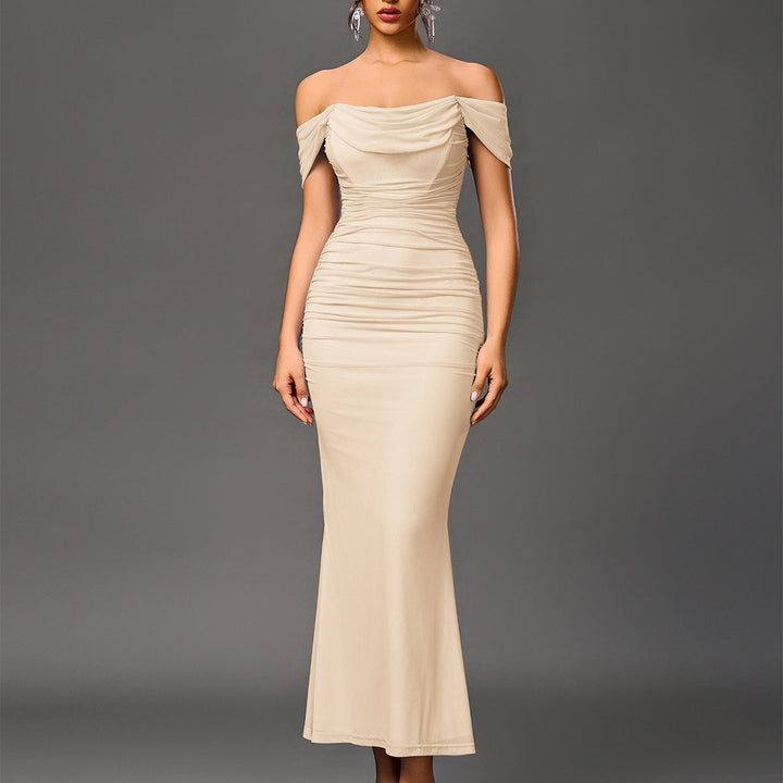 Elina | Damen Elegantes Schulterfreies Figurbetontes Kleid