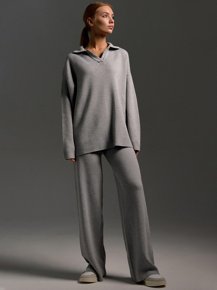 Francesca | Damen Lässiges Zweiteiler Oversized Polo Set mit Weiten Hosen