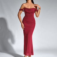 Elina | Damen Elegantes Schulterfreies Figurbetontes Kleid