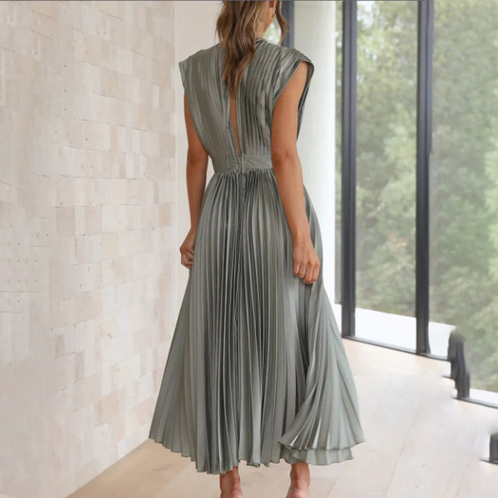 Lara | Damen Plissiertes Hochzeitsgast Maxi Kleid