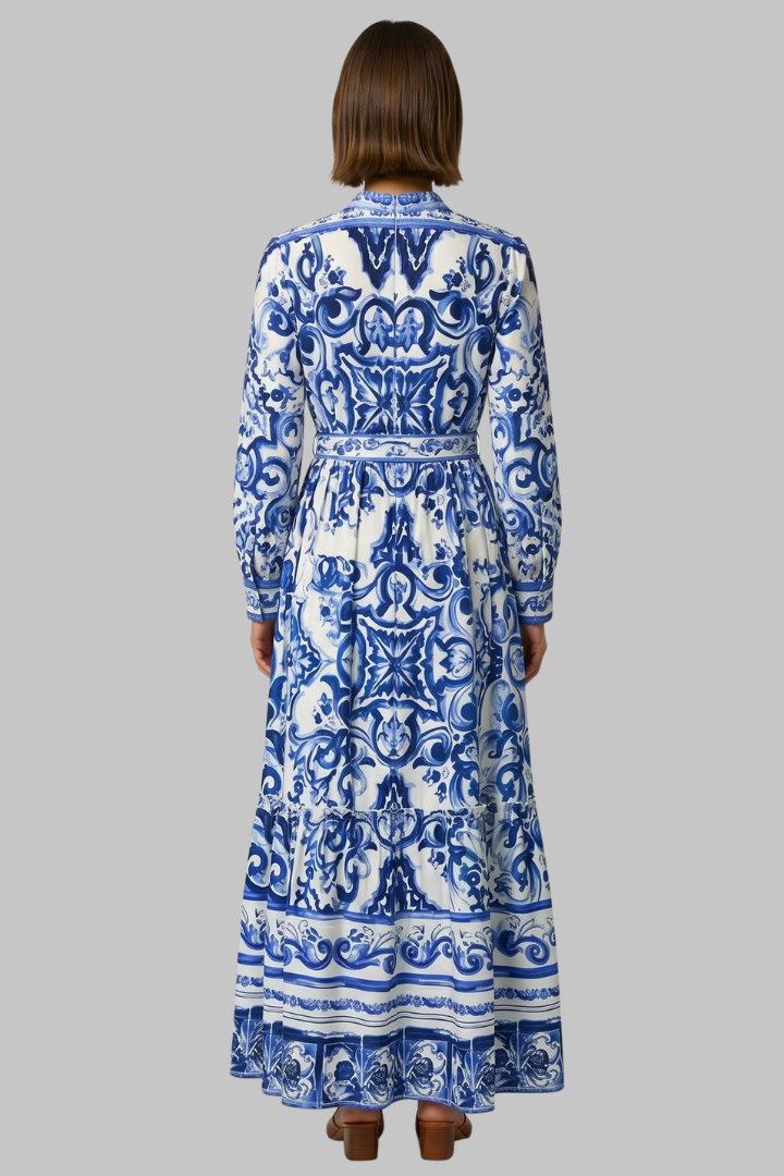 Pauline | Damen Florales Sommer Maxikleid mit Puffärmeln