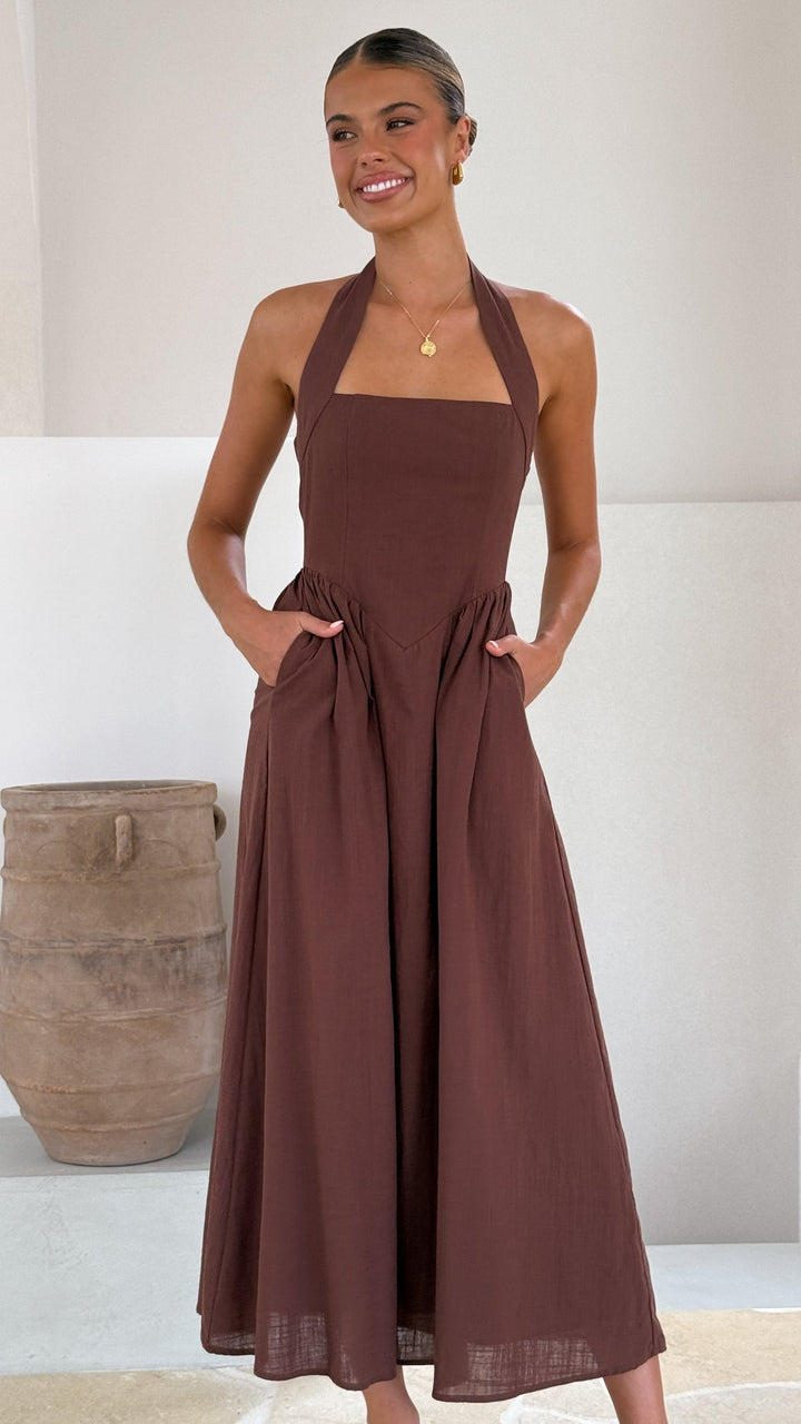 Editha | Elegante abito maxi da donna senza maniche a linea svasata