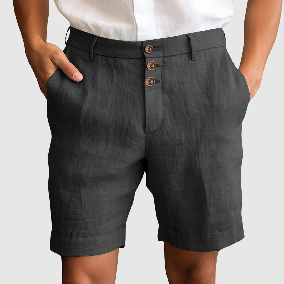 Zenvor | Herren Geknöpfte Slim-Fit Leinen Shorts