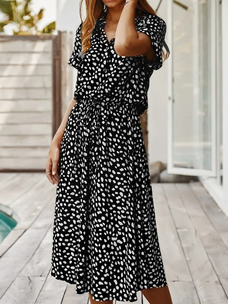 Felicitas | Damen Lässiges Bedrucktes Hemdkleid