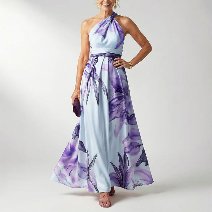 Leandra | Damen Elegant Bedrucktes Halterneck Abendkleid