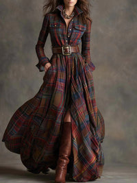 Mareike | Women's Plaid Shirt Maxi Dress