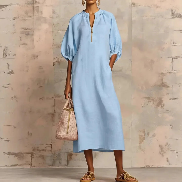 Jule | Damen Sommer Puffärmeln Maxikleid