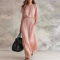 Yara | Damen Elegantes Geraffter Taille Maxikleid