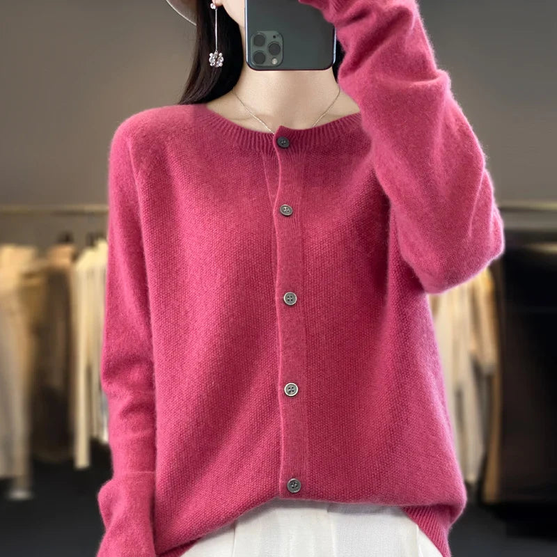 Zunara | Damen Sommer Knöpfe Strick Cardigan