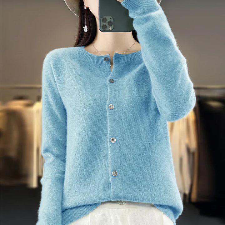 Zunara | Damen Sommer Knöpfe Strick Cardigan