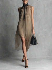 Leah | Damen Elegantes Chiffon Midikleid