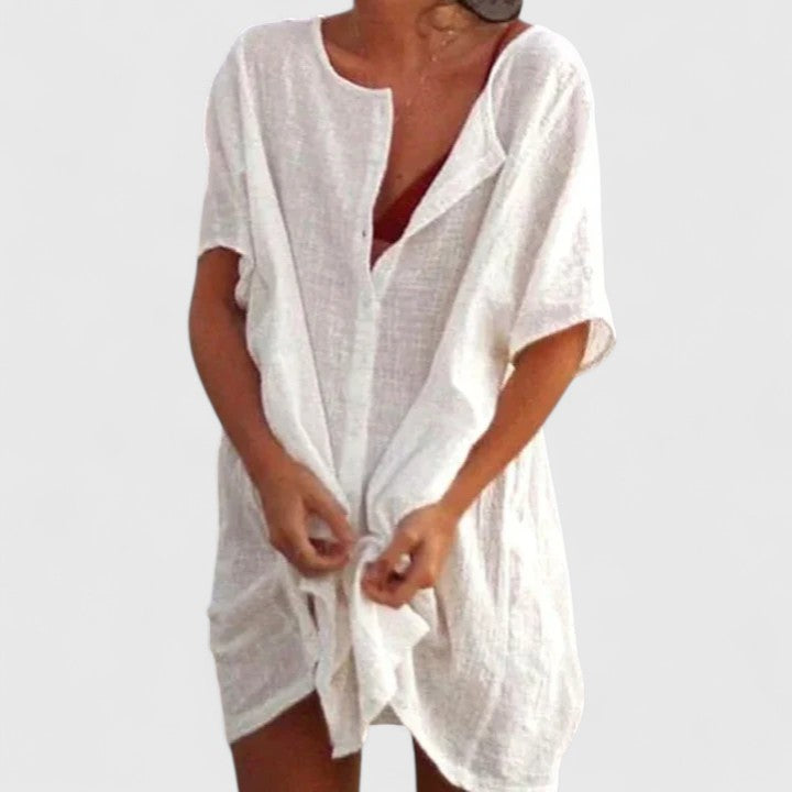 Magdalena | Damen Sommer Lockeres Tunika Midikleid