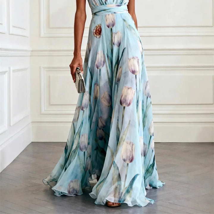 Muriel | Damen Geblümtes Maxikleid Mit V-Ausschnitt