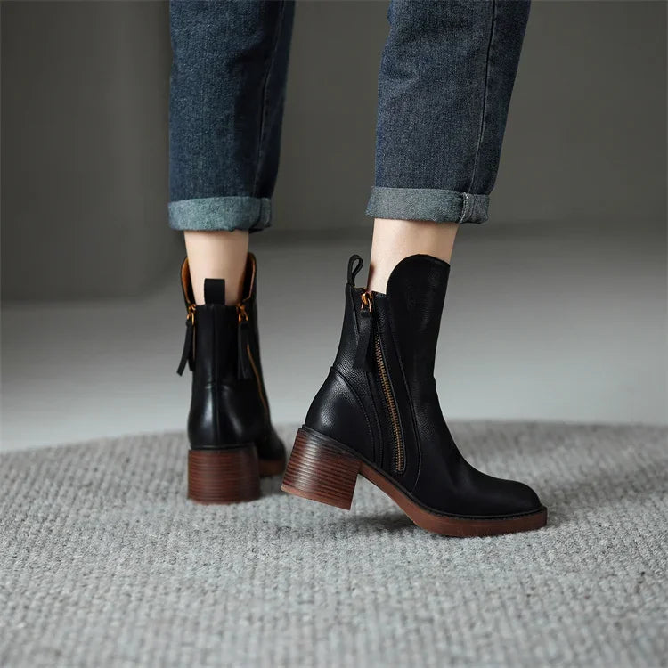 Silvia | Damen Casual Stiefeletten Mit Blockabsatz