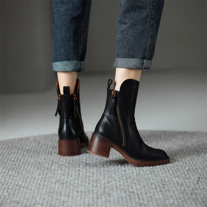 Silvia | Damen Casual Stiefeletten Mit Blockabsatz