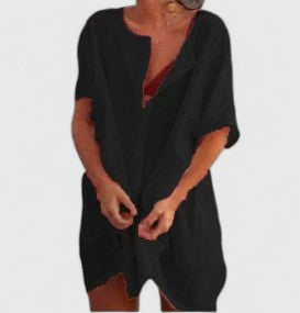 Magdalena | Damen Sommer Lockeres Tunika Midikleid