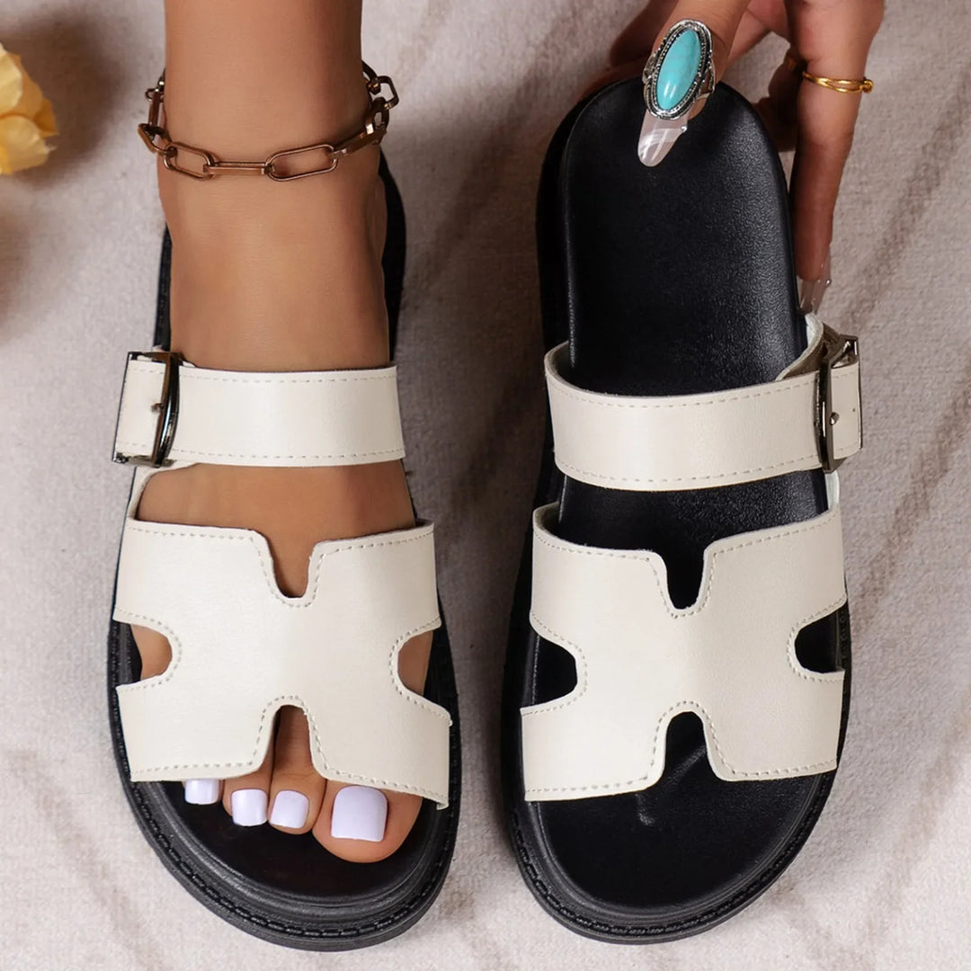 Borghild | Damen Sandalen | Riemen mit Schnallenverschluss für den Sommer