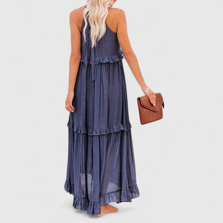 Madeleine | Damen Elegantes Drapiertes Maxikleid