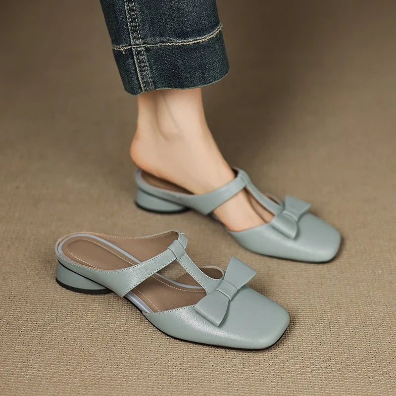 Ramona | Damen Zeitlose Leder Slip-On Mules