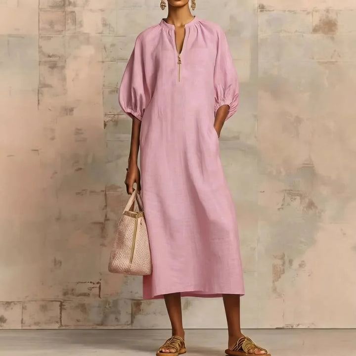 Jule | Damen Sommer Puffärmeln Maxikleid